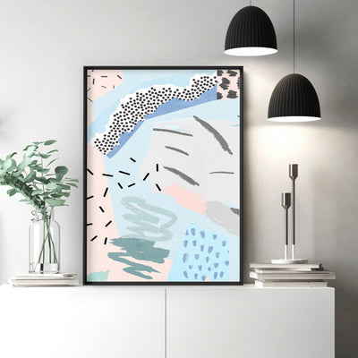 Abstract Geo Pastel Gardens IV - Art Print, Poster, Stretched Canvas or Framed Wall Art Prints, shown framed in a room