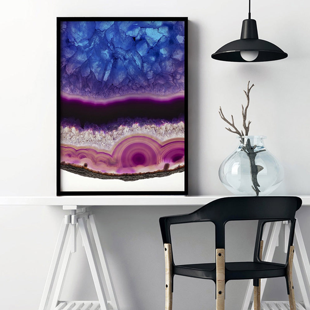 Agate Slice Geode Multicolour - Art Print, Poster, Stretched Canvas or Framed Wall Art Prints, shown framed in a room