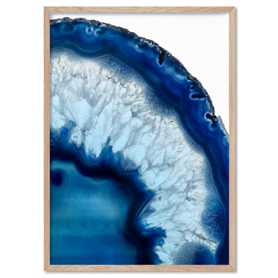 Agate Slice Geode Blues II - Art Print, Poster, Stretched Canvas, or Framed Wall Art Print, shown in a natural timber frame