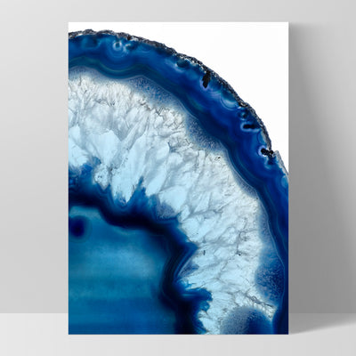 Agate Slice Geode Blues II - Art Print, Poster, Stretched Canvas, or Framed Wall Art Print, shown as a stretched canvas or poster without a frame