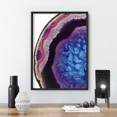 Agate Slice Geode Multicolour I - Art Print, Poster, Stretched Canvas or Framed Wall Art Prints, shown framed in a room