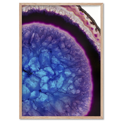 Agate Slice Geode Multicolour II - Art Print, Poster, Stretched Canvas, or Framed Wall Art Print, shown in a natural timber frame