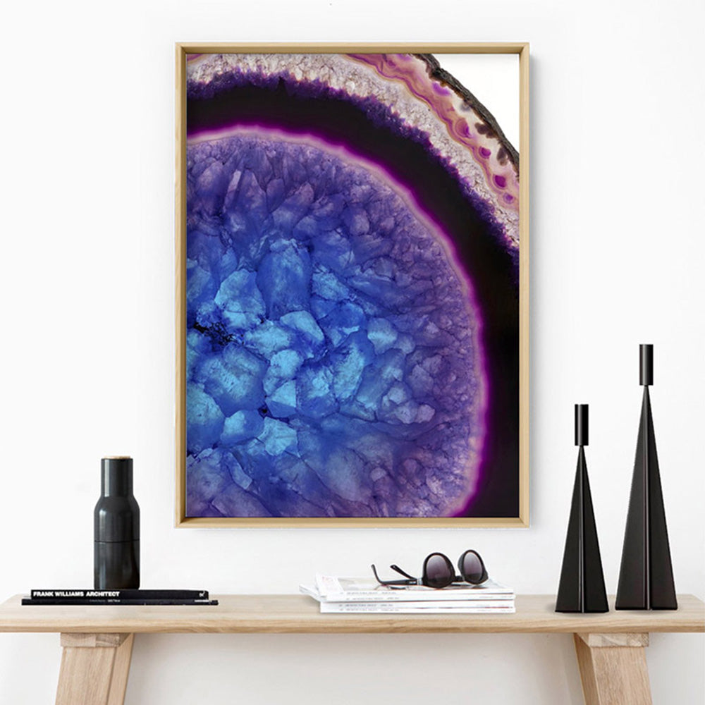 Agate Slice Geode Multicolour II - Art Print, Poster, Stretched Canvas or Framed Wall Art Prints, shown framed in a room