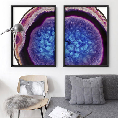 Agate Slice Geode Multicolour II - Art Print, Poster, Stretched Canvas or Framed Wall Art, shown framed in a home interior space