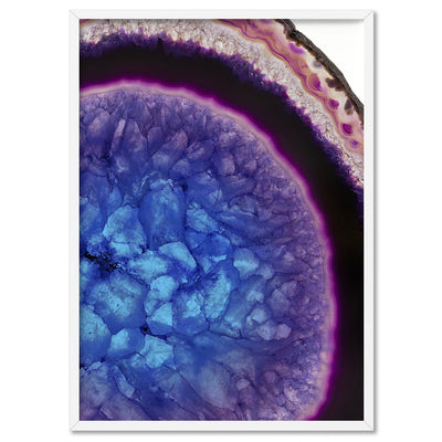 Agate Slice Geode Multicolour II - Art Print, Poster, Stretched Canvas, or Framed Wall Art Print, shown in a white frame