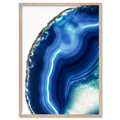 Agate Slice Geode Indigo I - Art Print, Poster, Stretched Canvas, or Framed Wall Art Print, shown in a natural timber frame