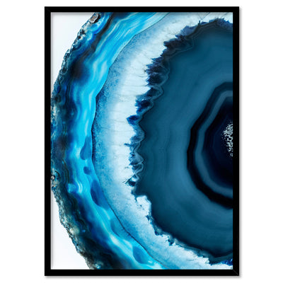 Agate Slice Geode Turquoise II - Art Print, Poster, Stretched Canvas, or Framed Wall Art Print, shown in a black frame