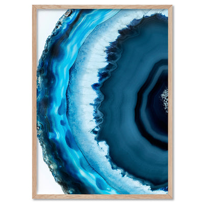 Agate Slice Geode Turquoise II - Art Print, Poster, Stretched Canvas, or Framed Wall Art Print, shown in a natural timber frame