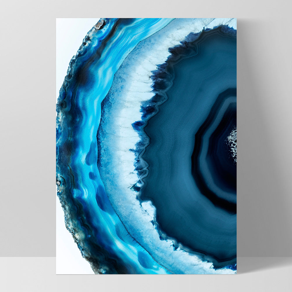 Agate Slice Geode Turquoise II - Art Print, Poster, Stretched Canvas, or Framed Wall Art Print, shown as a stretched canvas or poster without a frame