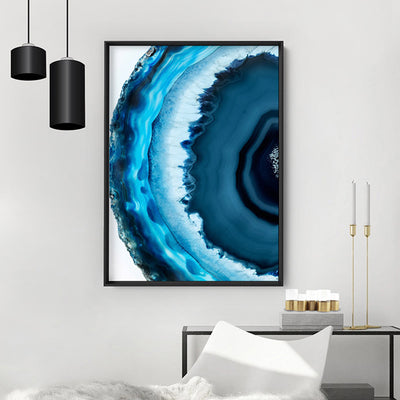 Agate Slice Geode Turquoise II - Art Print, Poster, Stretched Canvas or Framed Wall Art Prints, shown framed in a room