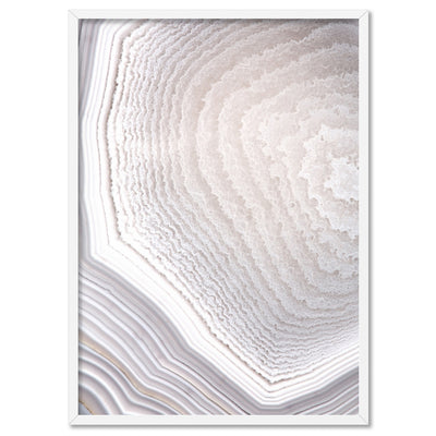 Agate Geode Neutrals I - Art Print, Poster, Stretched Canvas, or Framed Wall Art Print, shown in a white frame