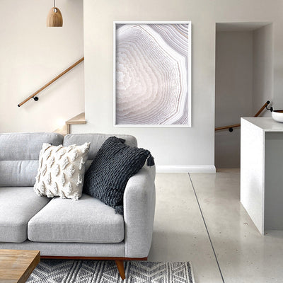 Agate Geode Neutrals II - Art Print, Poster, Stretched Canvas or Framed Wall Art Prints, shown framed in a room