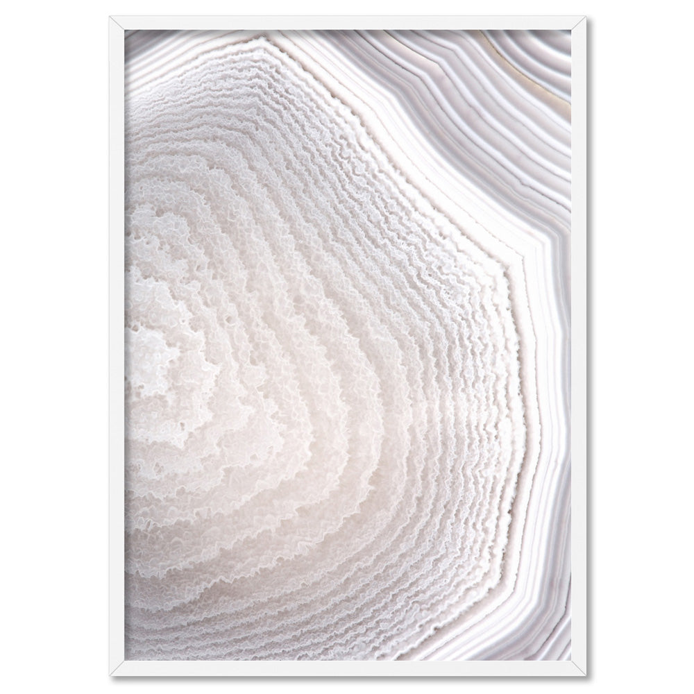 Agate Geode Neutrals II - Art Print, Poster, Stretched Canvas, or Framed Wall Art Print, shown in a white frame