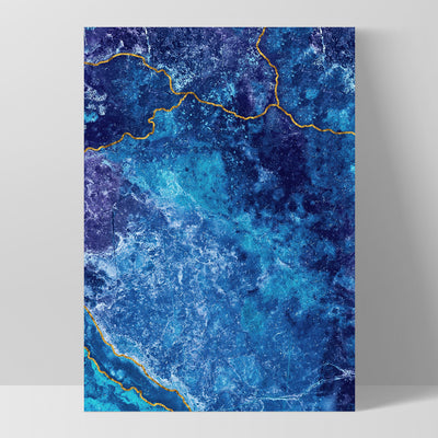 Agate Geode Lapis Lazuli II (faux gold lines)- Art Print, Poster, Stretched Canvas, or Framed Wall Art Print, shown as a stretched canvas or poster without a frame