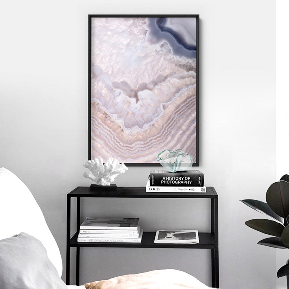 Agate Gem in Blush I - Art Print, Poster, Stretched Canvas or Framed Wall Art Prints, shown framed in a room