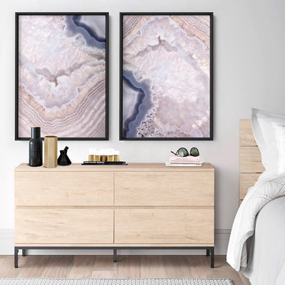 Agate Gem in Blush I - Art Print, Poster, Stretched Canvas or Framed Wall Art, shown framed in a home interior space