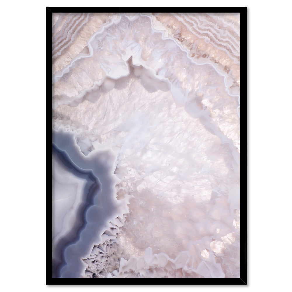 Agate Gem in Blush II - Art Print, Poster, Stretched Canvas, or Framed Wall Art Print, shown in a black frame