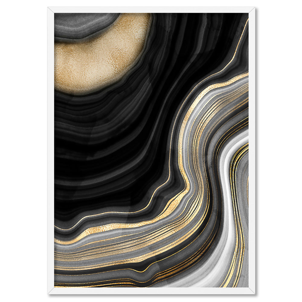Agate Slice Luxury III - Art Print, Poster, Stretched Canvas, or Framed Wall Art Print, shown in a white frame