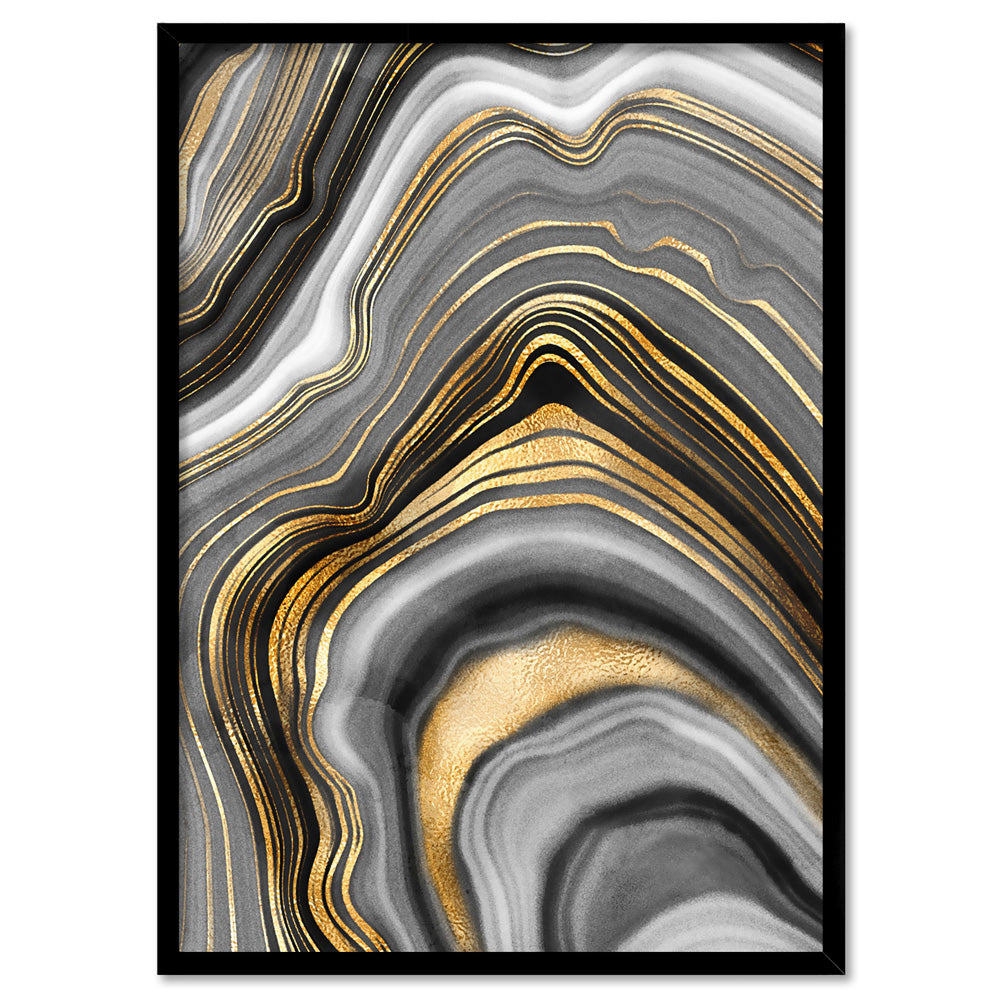 Agate Slice Luxury IV - Art Print, Poster, Stretched Canvas, or Framed Wall Art Print, shown in a black frame