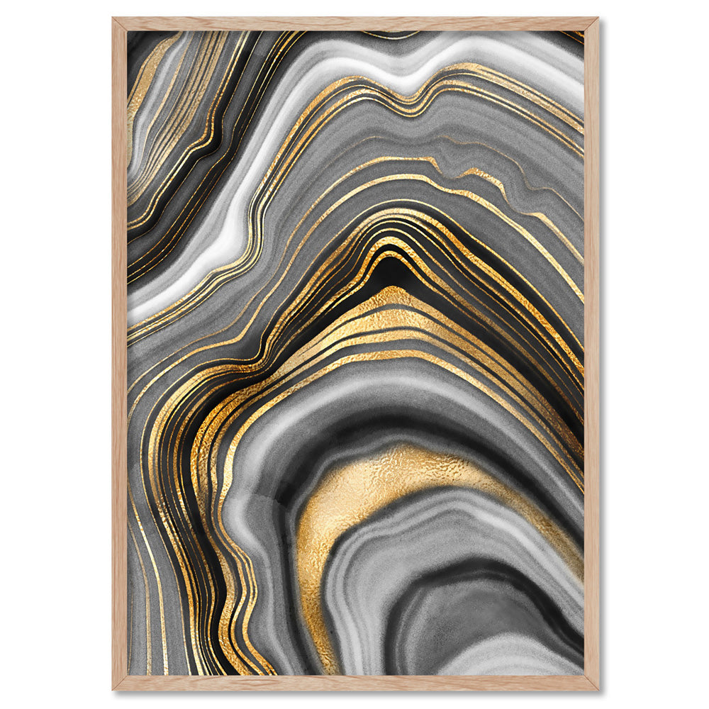 Agate Slice Luxury IV - Art Print, Poster, Stretched Canvas, or Framed Wall Art Print, shown in a natural timber frame