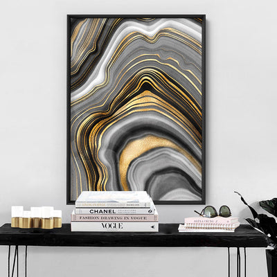 Agate Slice Luxury IV - Art Print, Poster, Stretched Canvas or Framed Wall Art Prints, shown framed in a room