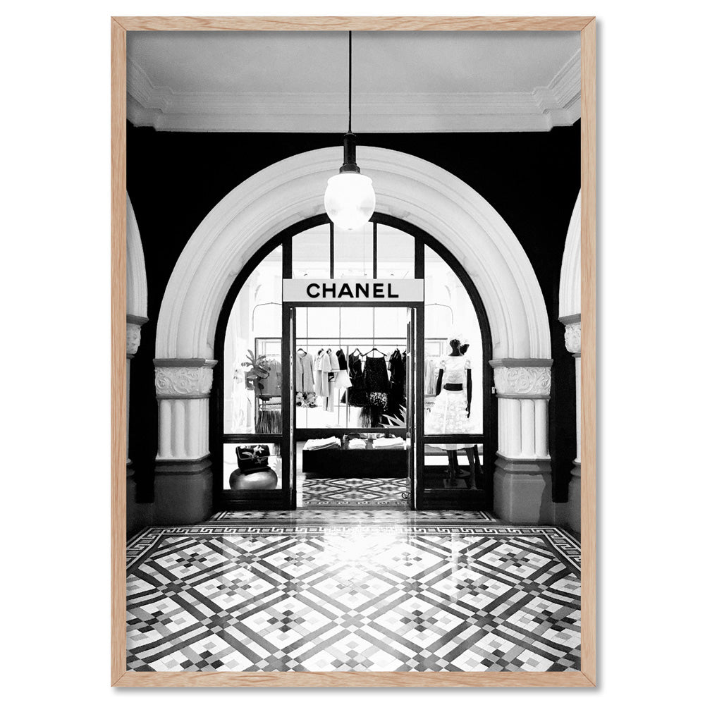 Designer Store Front Arch - Art Print, Poster, Stretched Canvas, or Framed Wall Art Print, shown in a natural timber frame