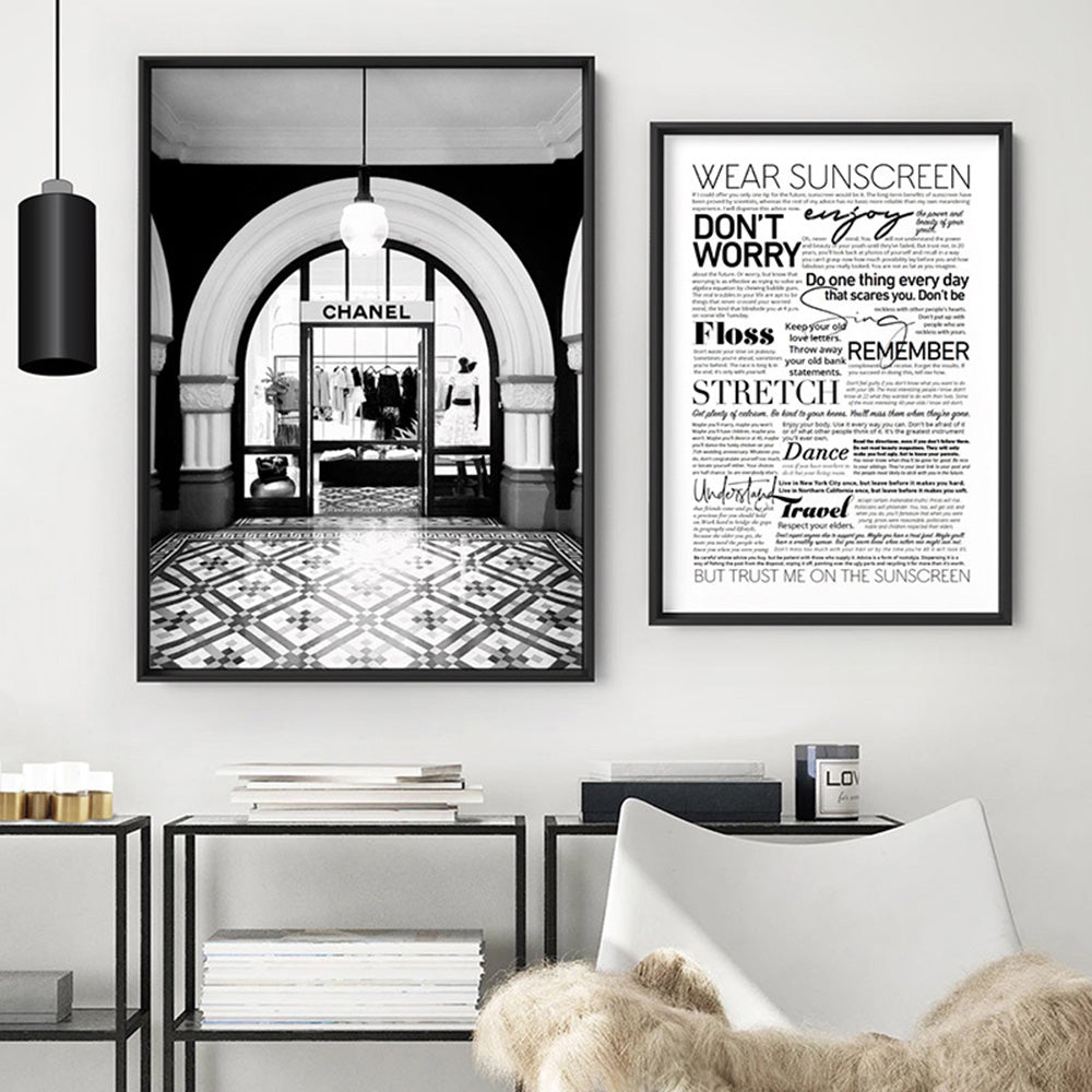 Designer Store Front Arch - Art Print, Poster, Stretched Canvas or Framed Wall Art, shown framed in a home interior space