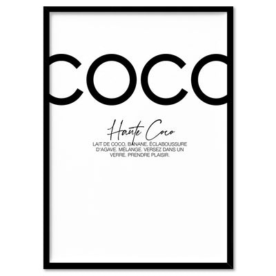 Haute Coco B&W - Art Print, Poster, Stretched Canvas, or Framed Wall Art Print, shown in a black frame