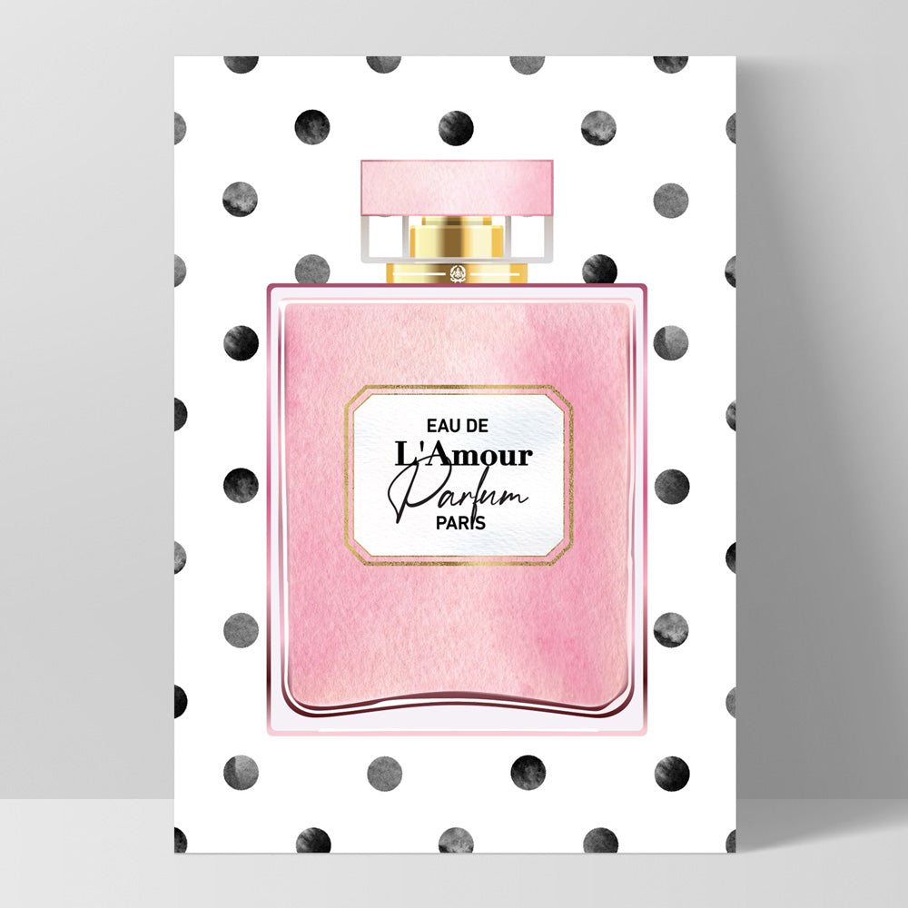 Watercolour Spot Perfume Bottle Blush - Art Print, Poster, Stretched Canvas, or Framed Wall Art Print, shown as a stretched canvas or poster without a frame