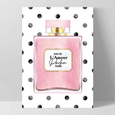 Watercolour Spot Perfume Bottle Blush - Art Print, Poster, Stretched Canvas, or Framed Wall Art Print, shown as a stretched canvas or poster without a frame