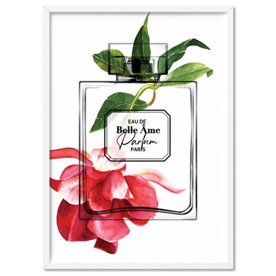 Oriental Floral Perfume Bottle II - Art Print, Poster, Stretched Canvas, or Framed Wall Art Print, shown in a white frame