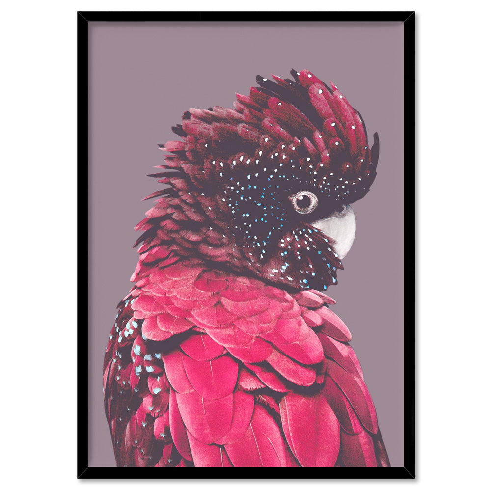 Red Cockatoo - Art Print, Poster, Stretched Canvas, or Framed Wall Art Print, shown in a black frame