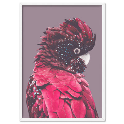 Red Cockatoo - Art Print, Poster, Stretched Canvas, or Framed Wall Art Print, shown in a white frame