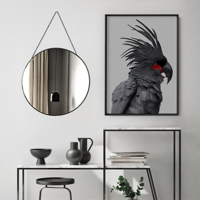 Black Palm Cockatoo - Art Print, Poster, Stretched Canvas or Framed Wall Art Prints, shown framed in a room