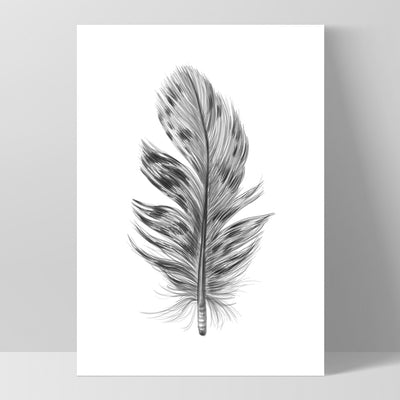Feather Black & White IV- Art Print, Poster, Stretched Canvas, or Framed Wall Art Print, shown as a stretched canvas or poster without a frame