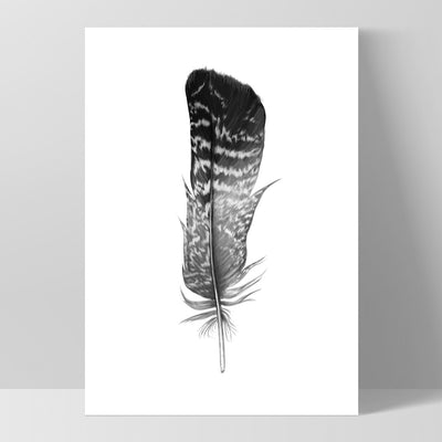 Feather Black & White V- Art Print, Poster, Stretched Canvas, or Framed Wall Art Print, shown as a stretched canvas or poster without a frame
