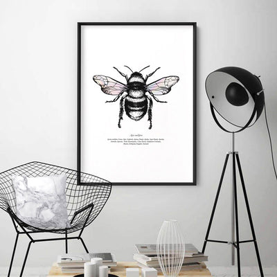 Honey Bee with Holo Wings - Art Print, Poster, Stretched Canvas or Framed Wall Art Prints, shown framed in a room