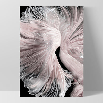 Betta Pair in Pale Pink & Black II - Art Print, Poster, Stretched Canvas, or Framed Wall Art Print, shown as a stretched canvas or poster without a frame