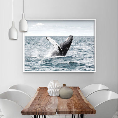Humpback Whale - Art Print, Poster, Stretched Canvas or Framed Wall Art Prints, shown framed in a room