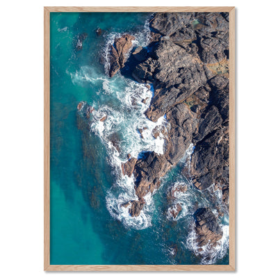 Rocky Coast from Above I  - Art Print, Poster, Stretched Canvas, or Framed Wall Art Print, shown in a natural timber frame