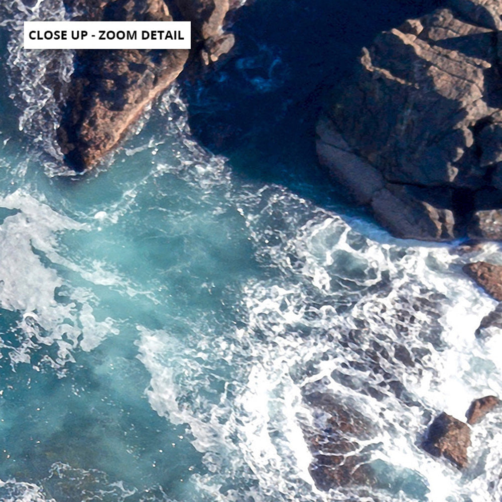 Rocky Coast from Above I  - Art Print, Poster, Stretched Canvas or Framed Wall Art, Close up View of Print Resolution