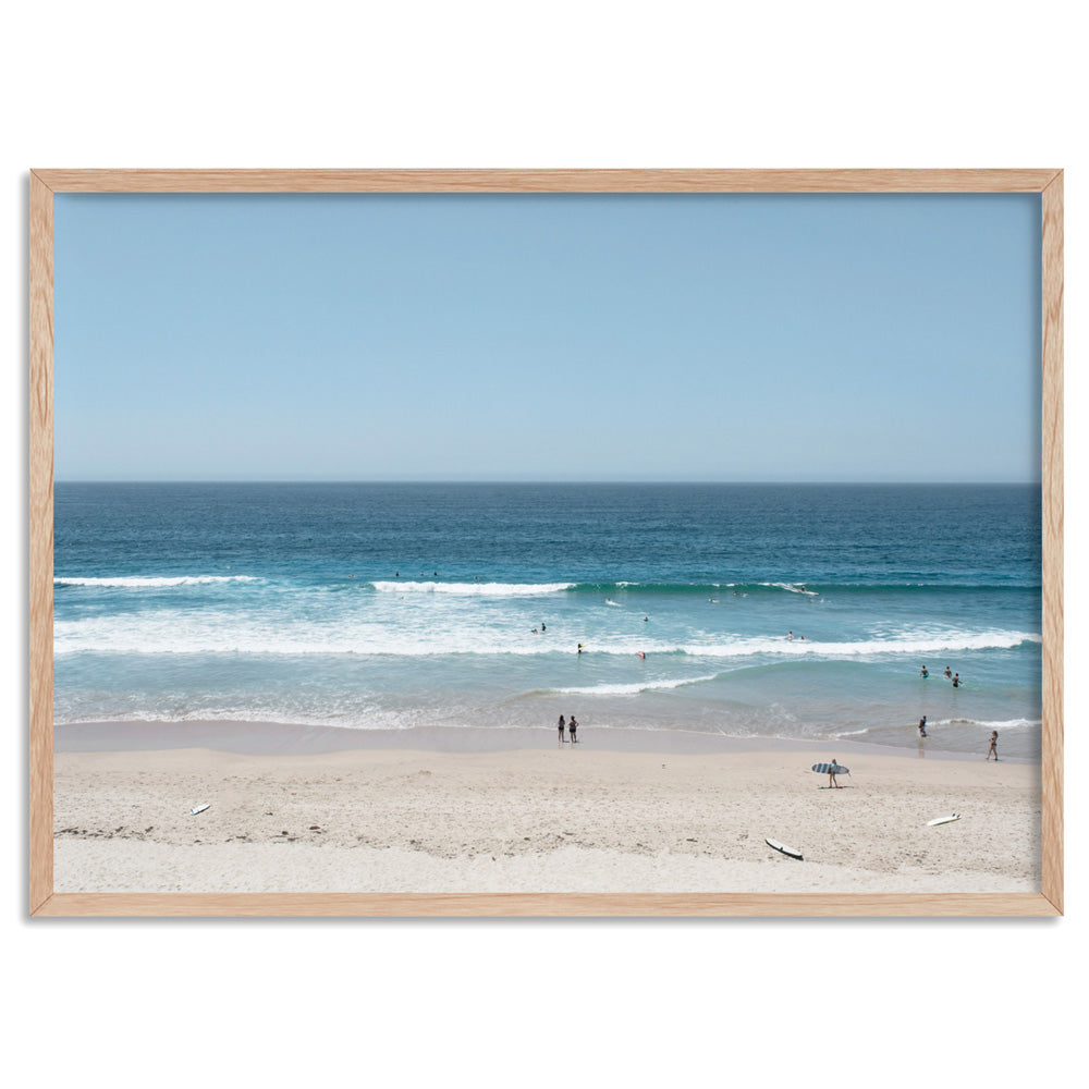 Cronulla Beach Horizon I - Art Print, Poster, Stretched Canvas, or Framed Wall Art Print, shown in a natural timber frame