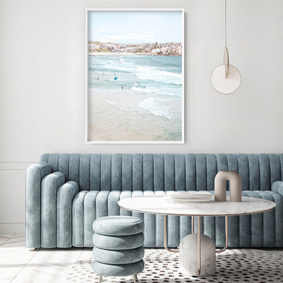 Bondi Beach Pastels View - Art Print, Poster, Stretched Canvas or Framed Wall Art Prints, shown framed in a room