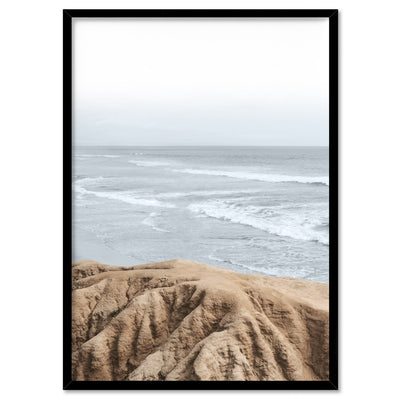 Ocean View from Rocky Coast - Art Print, Poster, Stretched Canvas, or Framed Wall Art Print, shown in a black frame