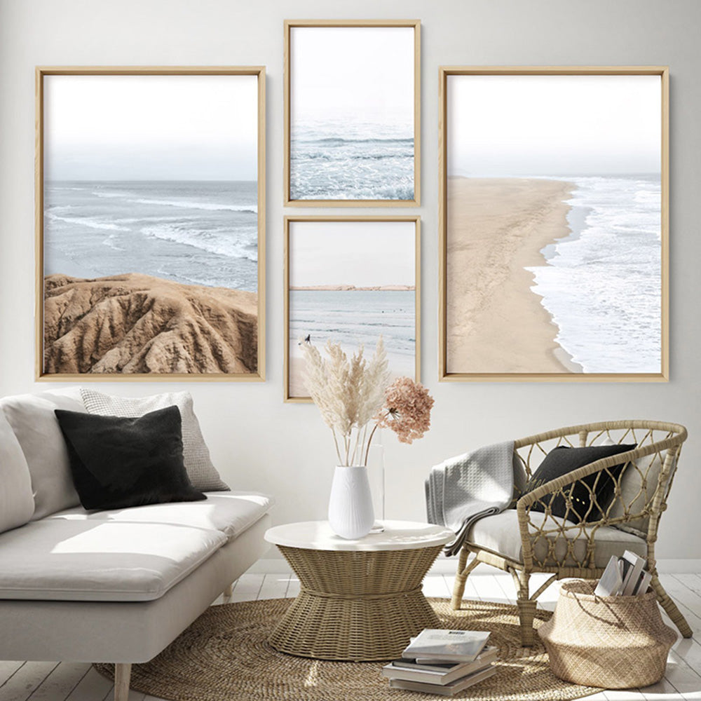 Ocean View from Rocky Coast - Art Print, Poster, Stretched Canvas or Framed Wall Art, shown framed in a home interior space
