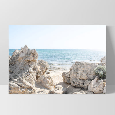 Point Peron Beach Perth III - Art Print, Poster, Stretched Canvas, or Framed Wall Art Print, shown as a stretched canvas or poster without a frame