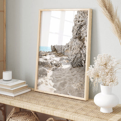 Point Peron Beach Perth V - Art Print, Poster, Stretched Canvas or Framed Wall Art Prints, shown framed in a room
