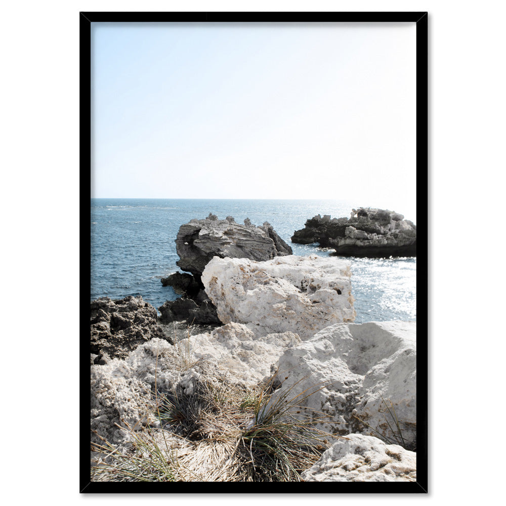 Point Peron Beach Perth VI - Art Print, Poster, Stretched Canvas, or Framed Wall Art Print, shown in a black frame