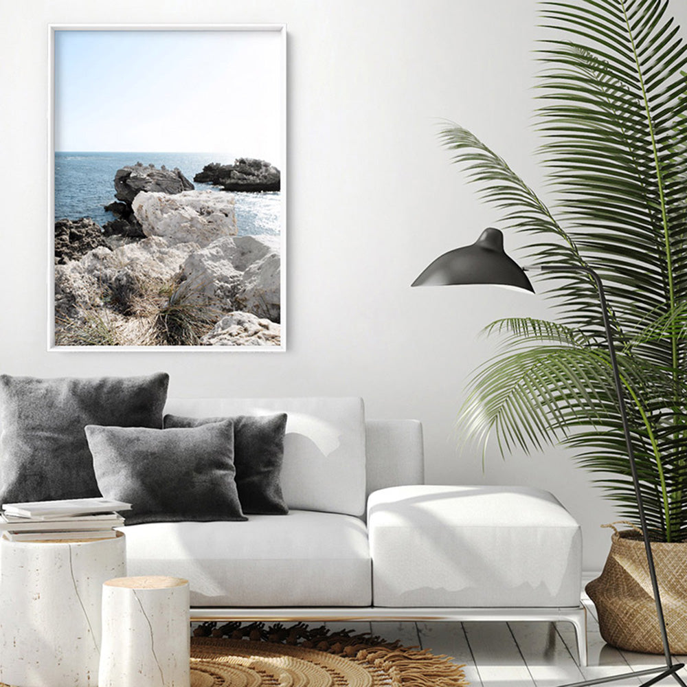 Point Peron Beach Perth VI - Art Print, Poster, Stretched Canvas or Framed Wall Art Prints, shown framed in a room