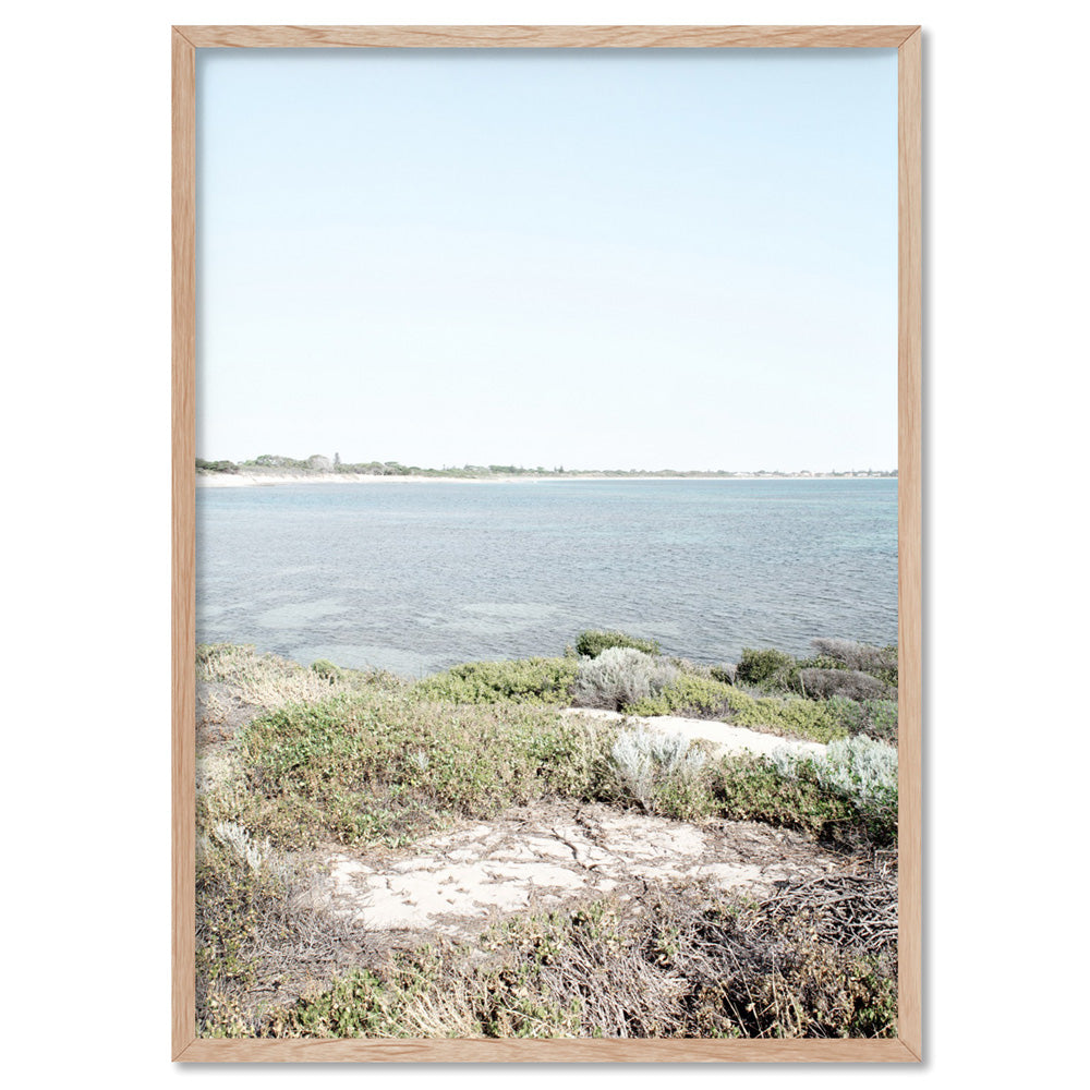 Scarborough Beach Views Perth I - Art Print, Poster, Stretched Canvas, or Framed Wall Art Print, shown in a natural timber frame